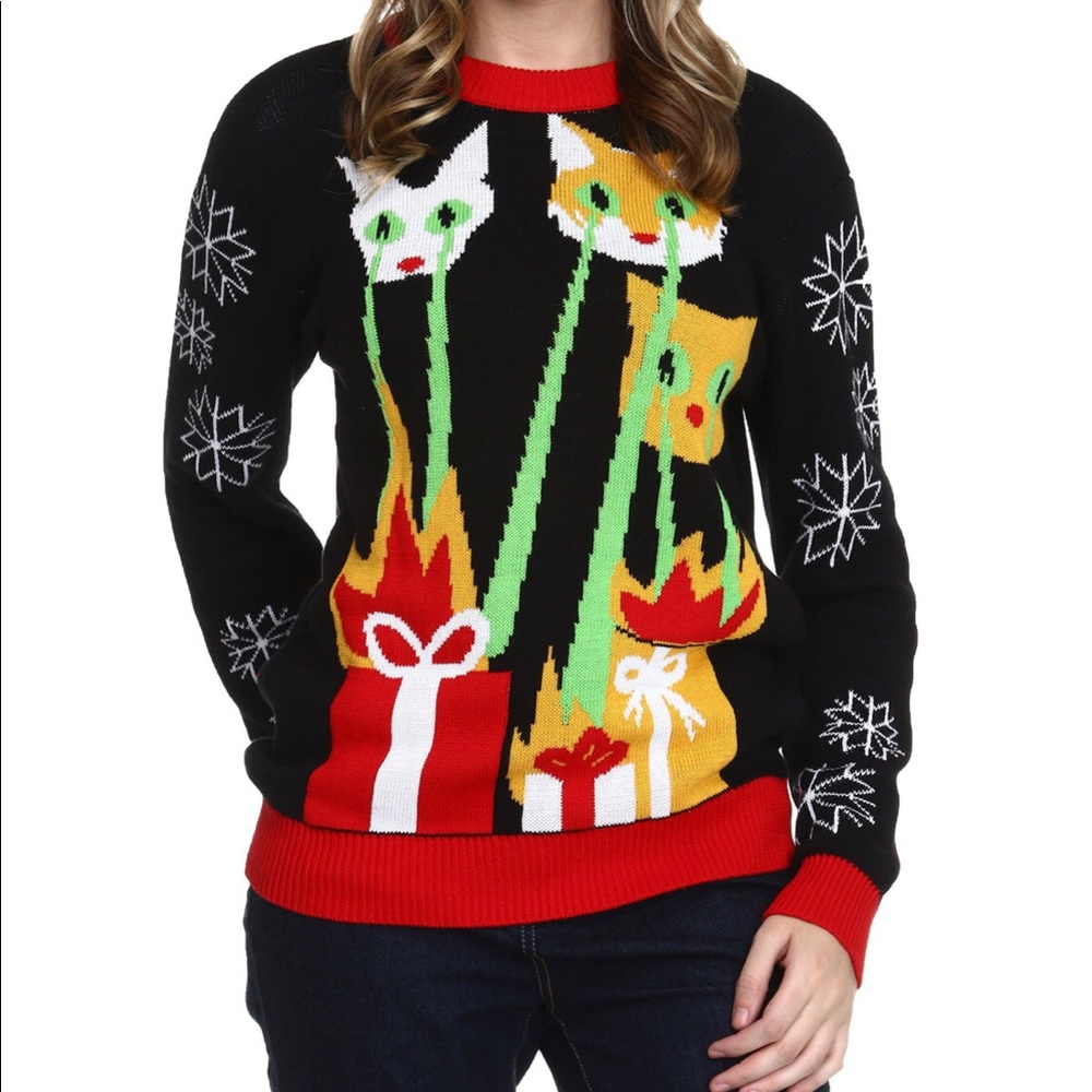 Ugly Christmas Sweater Cats w/ Lazers 🤷🏻‍♀️